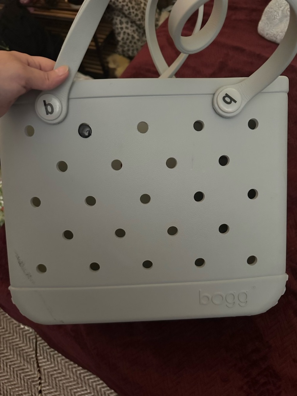 BOGG BAG Light Gray Perforated Shoulder Tote